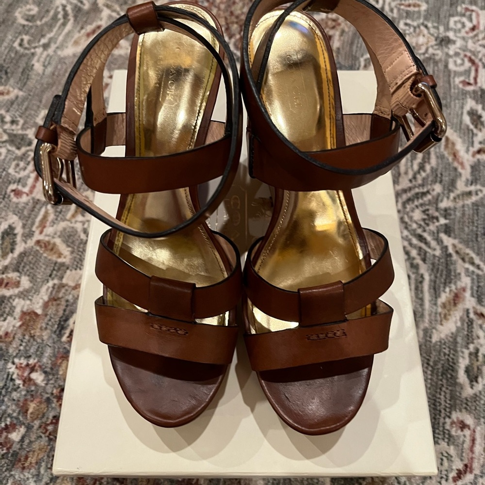 Coach Charla Vachetta Wedge Sandal A8238 Cowboy size 8 - Picture 5 of 6